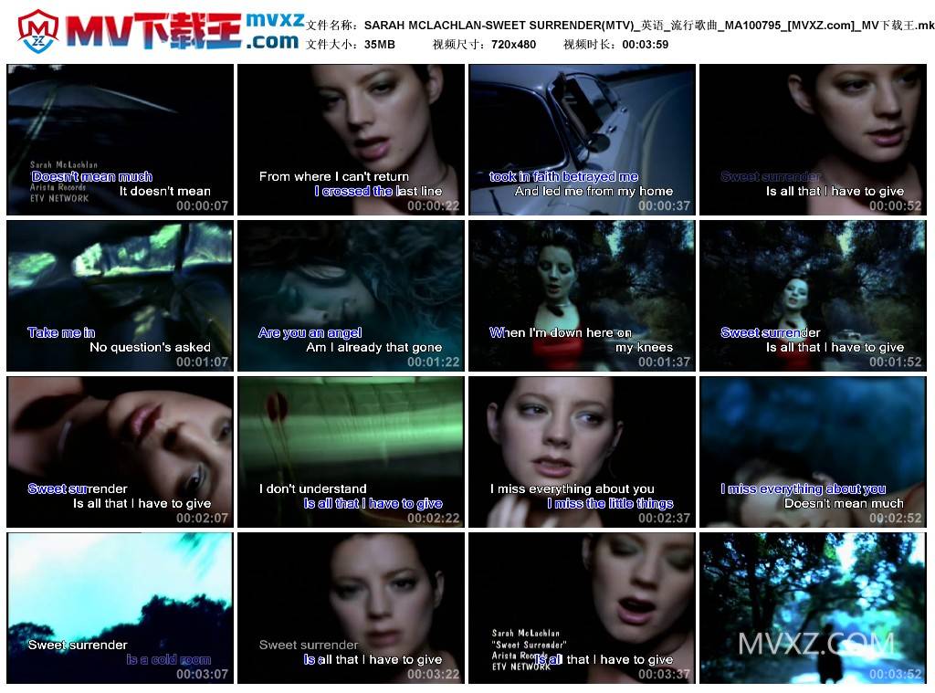 SARAH MCLACHLAN-SWEET SURRENDER(MTV)_英语_流行歌曲_MA100795